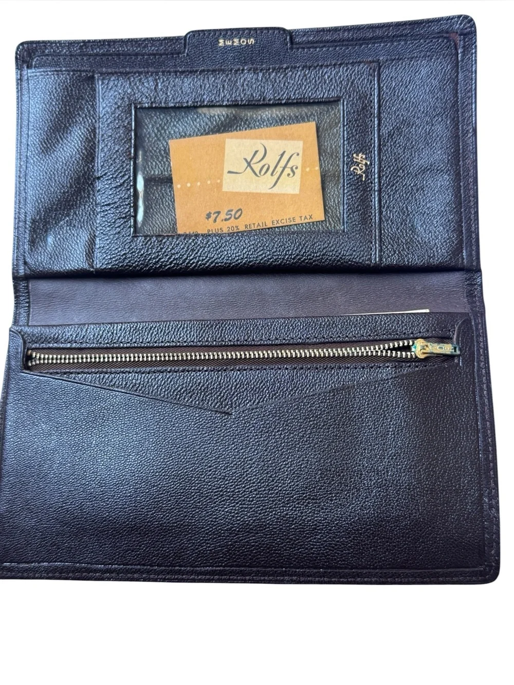 Vintage Rolf's High End Black Leather Zip Wallet MINT UNUSED NWT